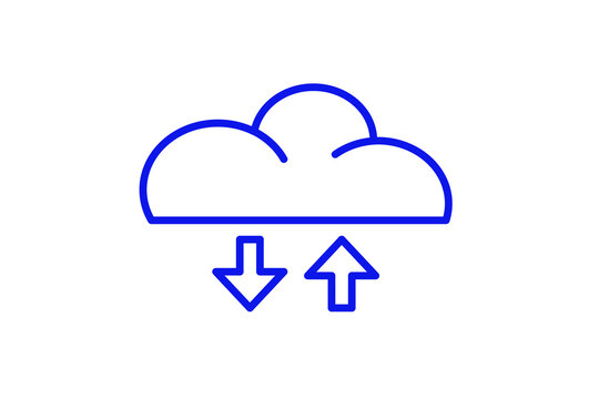 cloud hosting illustration in line style design. Vector illustration.	