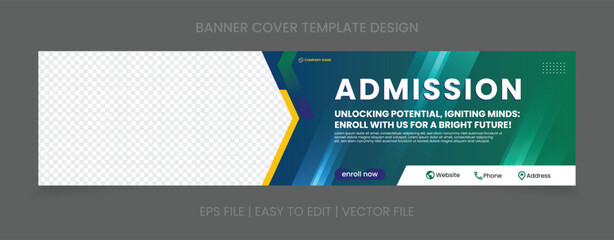 Admission cover banner template design with image space