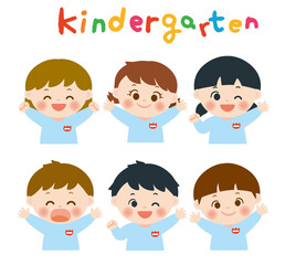 幼稚園の楽しそうなこどもたちのかわいいイラスト