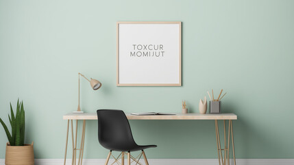 Scandinavian interior of home desk, office accessories. Minimalistic space for work or hobby. Home office or study setup, clean and simple interior. Generative AI.
