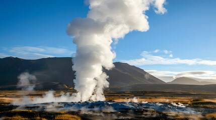 Geothermal energy releases hot steam