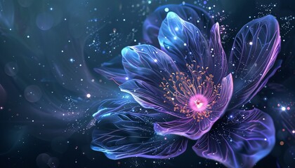 Glowing Flower in Space A Celestial Beauty for the Month of April Generative AI