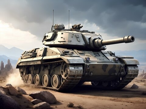 Rolling thunder tank dominating the war scene in the battlefield