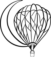 A coloring hot air balloon soars peacefully through the clear sky, offering a breathtaking adventure high above the world