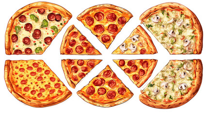 Capturing the Essence of Culinary Art: Delicious Pizza Creations for Gourmet Palates on a Transparent Background