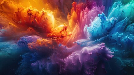 This abstract art piece captures a stunning, cosmic dance of vivid colors, swirling in an ethereal...