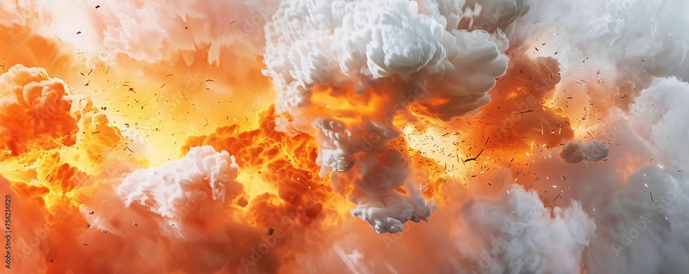 Poster explosive cloudscape a blend of fireworks and clouds generative ai