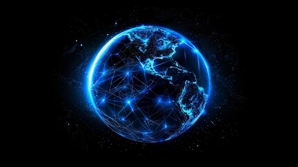 Glowing Blue Planet with Interconnected Networks Generative AI
