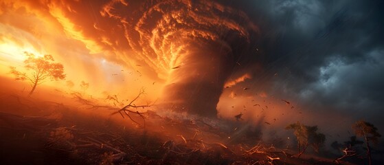 Fire Tornado Engulfing Ground