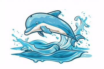 July's Aquatic Adventure A Blue Dolphin's Splashy Swim Generative AI