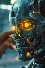 Glowing Cyborg Eye A Futuristic Sight Generative AI