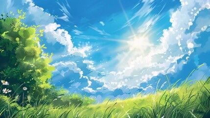 Fototapeta premium Summer Sunset in the Clouds Generative AI