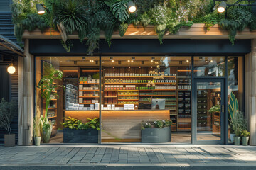 front of organic herb store