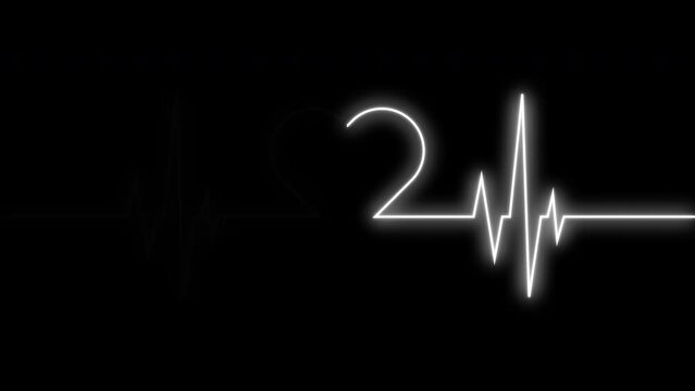 EKG Pulse Trace with Heart Shape. 4k Video