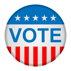 Vote Pin Badge on white background. Isolated 3d illustration