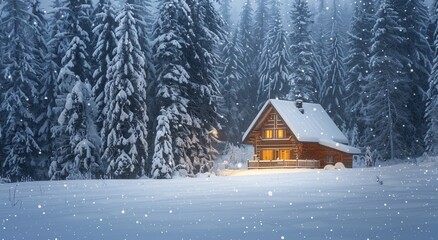 Winter Wonderland A Cozy Cabin in the Snow Generative AI