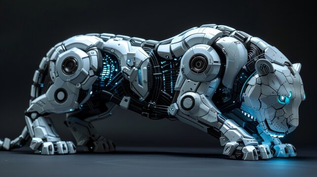 A biomimetic robot lion. The concept of modern technologies