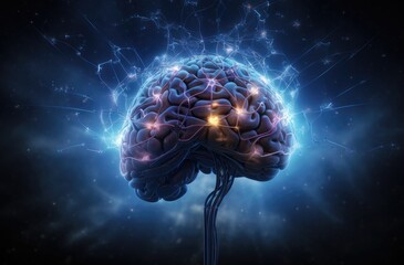 Fototapeta premium Abstract glowing brain Artificial intelligence and information concept.