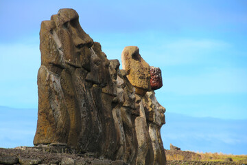 Ahu Tongariki, the largest ceremony facility ever created on Easter Island, is located in Hotu-iti...