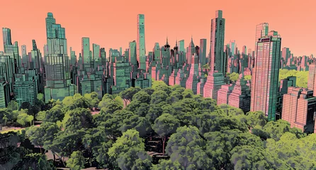 Zelfklevend Fotobehang the new york city skyline in the park © Asep