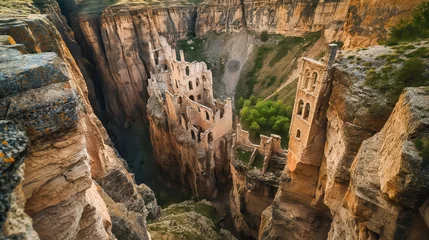 Keuken foto achterwand Ronda Puente Nuevo A mountain range with a deep canyon and a few buildings