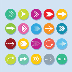 Arrow icon set. Colorful arrow symbols. Arrow isolated vector graphic elements icons for web.