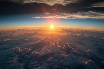 Earth Curvature With Sunrise, aerial view shoot