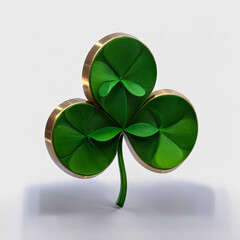 St.Patrick 's Day. Retro style leaf clover emblems. 3D illustration.