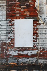 Blank poster on a brick wall setup.