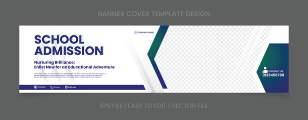 Admission cover banner template design with image space