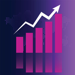 Chart arrows of business sale growth up concept background.