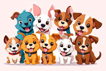 set of puppies, dog, cartoon dog