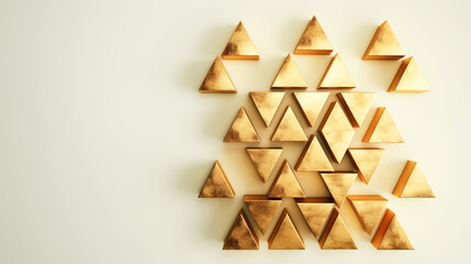 A gold colored triangle is surrounded by many other gold triangles
