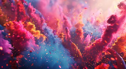 Fototapeta premium Colorful Confetti Blur A Pink, Purple, and Rainbow Explosion Generative AI