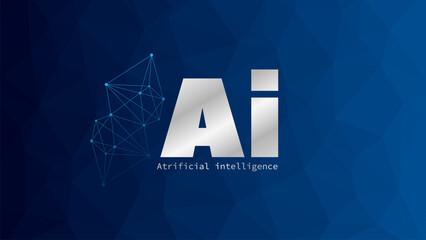 Artificial Intelligence. Triangle blue gradient background. Network pattern. Machine learning. Smart digital technology. AI futuristic vector illustration. Design element - 756241692
