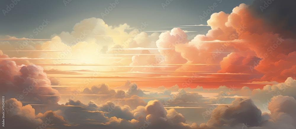 Aufkleber the suns rays are breaking through the clouds in the sky, creating a beautiful afterglow in the natu