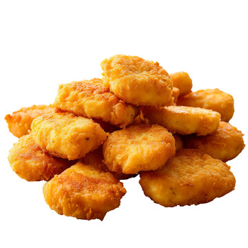 Bunch of chicken nuggets isolated on transparent background With clipping path.3d render