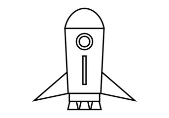 Icono negro de nave espacial en fondo blanco.