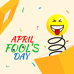 Vector illustration of Happy April Fools Day social media feed template