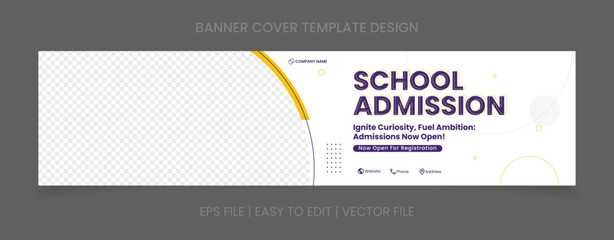 Admission cover banner template design with image space