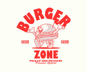 cartoon character of burger Graphic Design for T shirt Street Wear and Urban Style