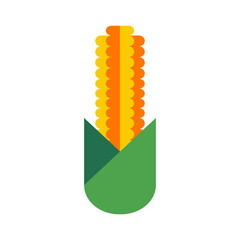Corn on the cob abstract vector illustration on white. Maize sign in flat geometric style for emblem, logo, icon. Vegetable illustration for farm market menu. Healthy food concept. Fresh food - 756243081