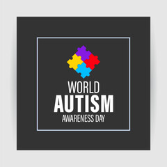 Vector illustration of World Autism Awareness Day social media feed template