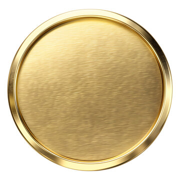 blank gold coin, stamp isolated on a transparent cut-out background