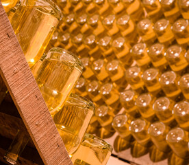  champagne bottles stored during production