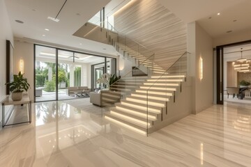 A modern luxury home interior boasting an open-concept design