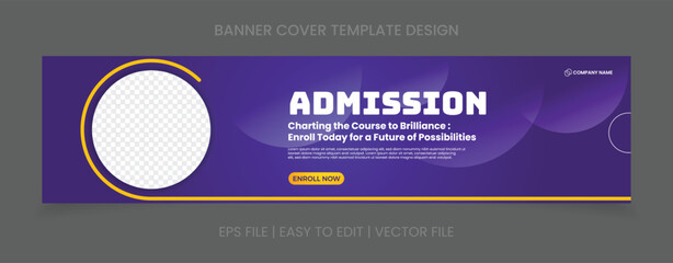 Admission cover banner template design with image space