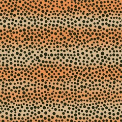 This seamless pattern features vivid orange leopard spots, perfect for bold textile designs and statement fashion pieces.