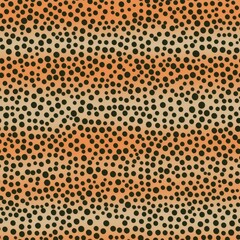 This seamless pattern features vivid orange leopard spots, perfect for bold textile designs and statement fashion pieces.