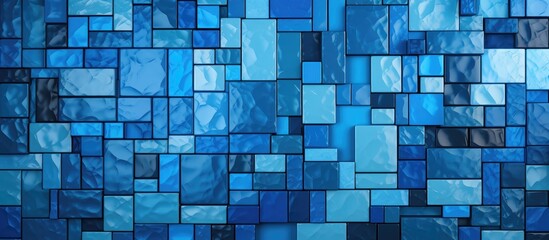 Abstract geometric blue mosaic ceramic puzzle design. - obrazy, fototapety, plakaty